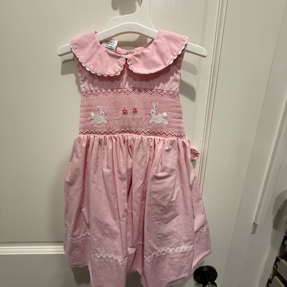 Charming Pink Embroidered / smocked  Dress for Easter